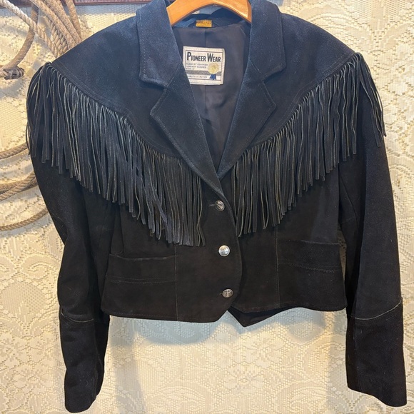 PIONEER Jackets & Blazers - PIONEER Women's Black Fringe Blazer jacket size Medium Large